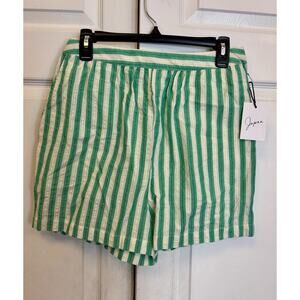 NWT Japna Womens Juniors Shorts Green White Stripes Large NEW